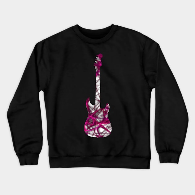 Pink Flame Guitar Silhouette on White Crewneck Sweatshirt by gkillerb